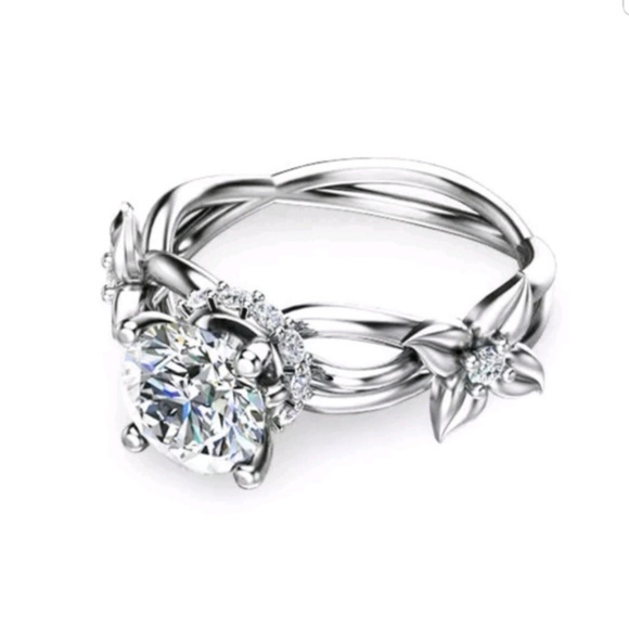 Huitan Jewelry - 925 silver round cut white sapphire ring   New